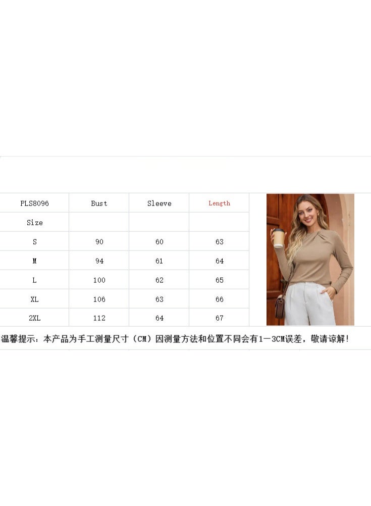 general Dokotoo Womens Tops Business Casual Outfits Long Sleeve Shirts Mock Neck Twist Knot Slim Fit Soft Stretch Tees Blouses - Image 3