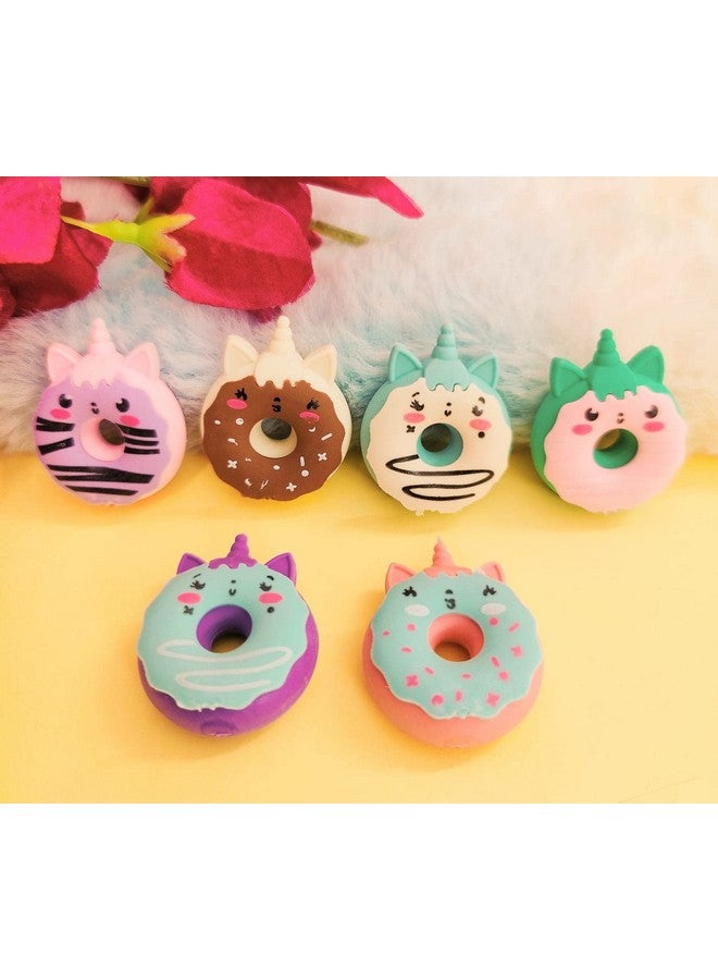 TERA 13 Return Gifts for Kids Eraser Set for Girls (6 Pcs) Unicorn Eraser for Girls, Donut Shape Eraser for Kids, Non Toxic Eraser, Stationary Items, Birthday Return Gifts for Kids