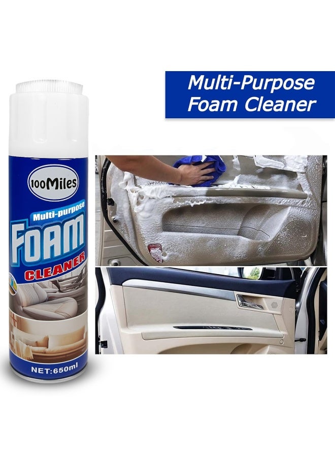 100Miles 3 pcs 100 Miles Multi Purpose Foam Cleaner 650ml – Interior Cleaner Spray Upholstery Dashboard Carpet Seat Fabric Leather Foam Cleaning Spray - Image 5