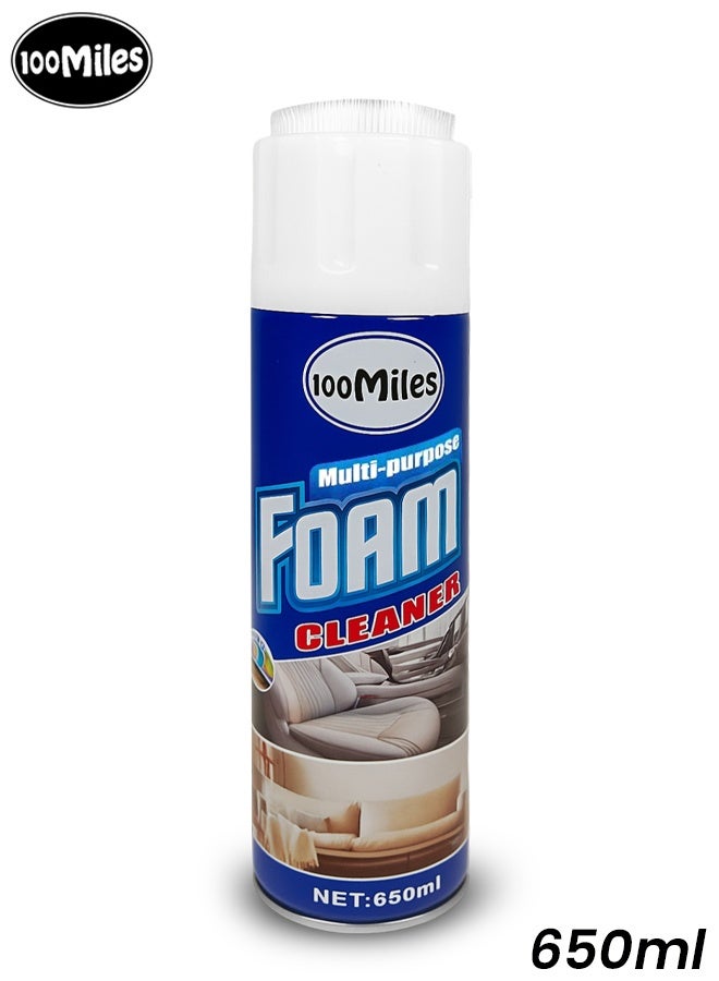 100Miles 3 pcs 100 Miles Multi Purpose Foam Cleaner 650ml – Interior Cleaner Spray Upholstery Dashboard Carpet Seat Fabric Leather Foam Cleaning Spray - Image 3