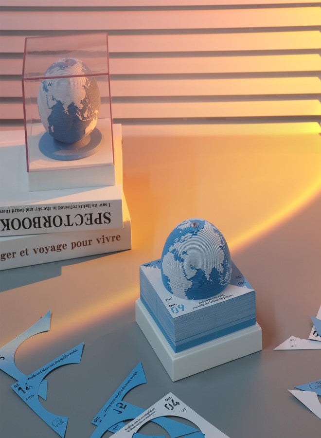 QIMOND تقويم تايم بيس لعام 2026، مفكرة ثلاثية الأبعاد على شكل أرض قابلة للتمزيق، تقويم تخطيط لمدة 365 يومًا مع غطاء بلاستيكي شفاف مقاوم للغبار، هدية عيد الميلاد ورأس السنة الجديدة - Image 3
