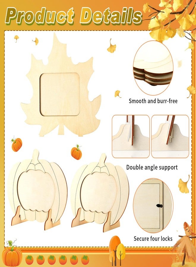Geelin 24 Pack Fall DIY Picture Frame Craft Kits Wooden Pumpkin Maple Photo Frames Bulk Thanksgiving Autumn Craft Kit for Boys Girls Home Classroom Thanksgiving Day Crafts Game Activities Gifts - Image 4