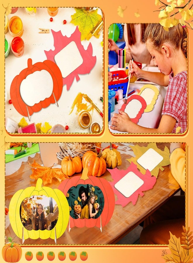 Geelin 24 Pack Fall DIY Picture Frame Craft Kits Wooden Pumpkin Maple Photo Frames Bulk Thanksgiving Autumn Craft Kit for Boys Girls Home Classroom Thanksgiving Day Crafts Game Activities Gifts - Image 2