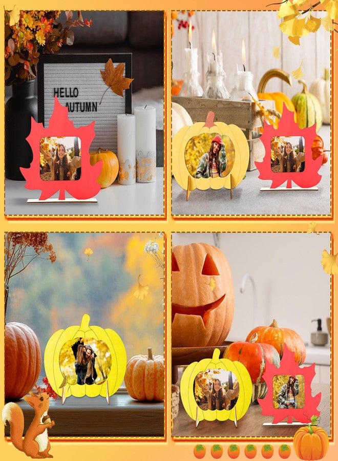 Geelin 24 Pack Fall DIY Picture Frame Craft Kits Wooden Pumpkin Maple Photo Frames Bulk Thanksgiving Autumn Craft Kit for Boys Girls Home Classroom Thanksgiving Day Crafts Game Activities Gifts - Image 5