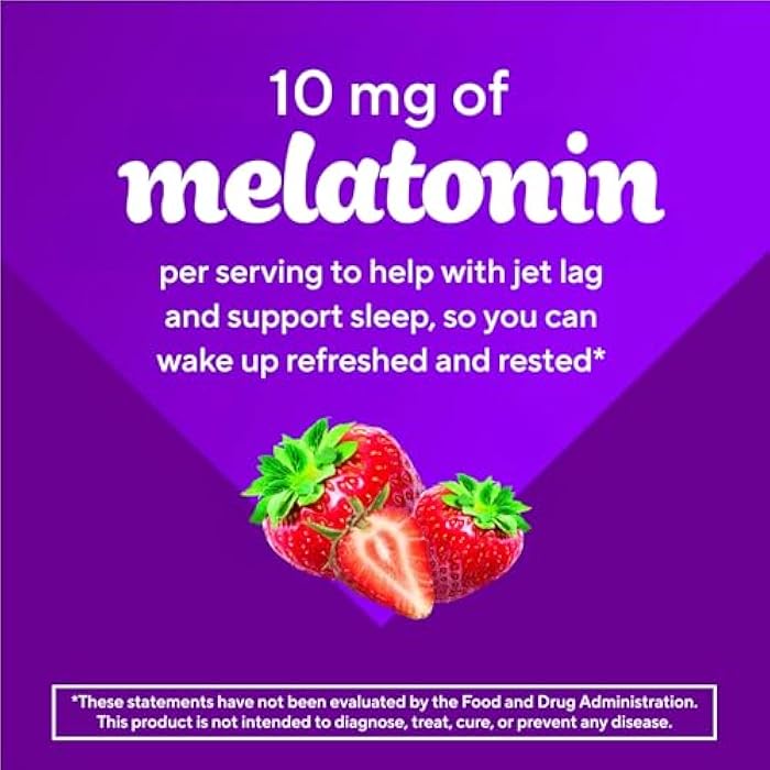 vitafusion Max Strength 10 mg Melatonin Gummies, Strawberry Flavored, Adult Melatonin Gummy Vitamin Supplement, 100 Count, 50 Day Supply - Image 5