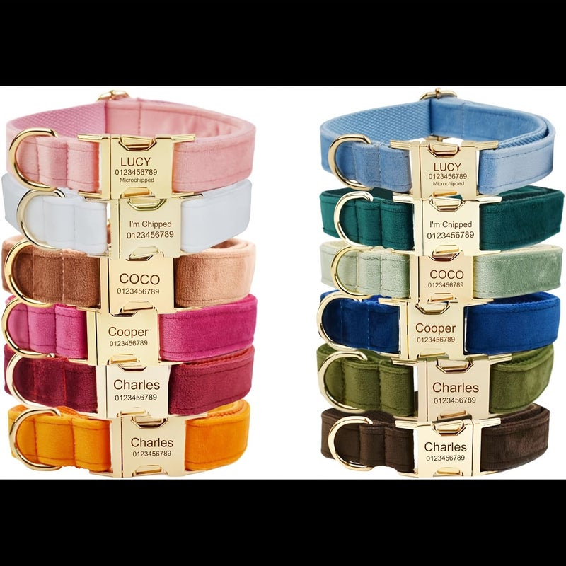 Bronze Velvet Pet Collar Durable for All Breeds M Size - Image 1