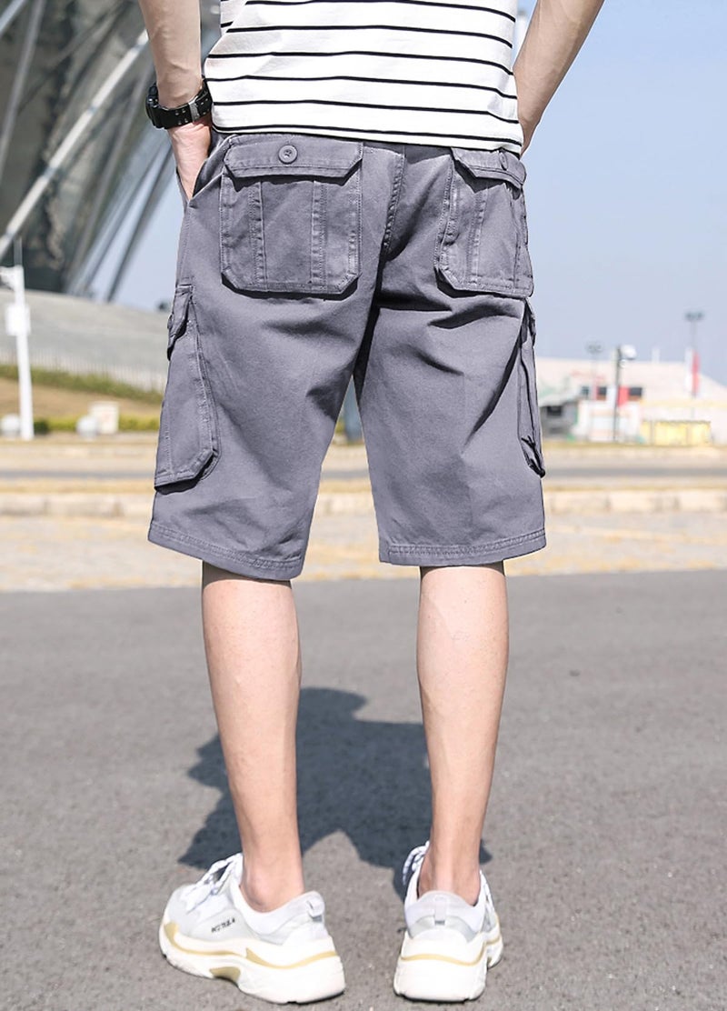 Basoteeuo Mens Cargo Shorts Casual Lightweight with Multi Pockets Summer Outdoor Shorts Grey Size 30 - Image 5