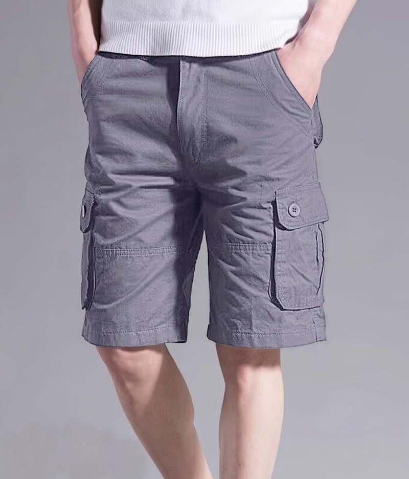 Basoteeuo Mens Cargo Shorts Casual Lightweight with Multi Pockets Summer Outdoor Shorts Grey Size 30 - Image 2