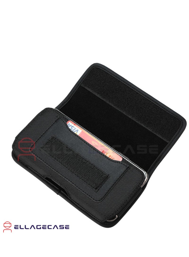 ELLAGECASE حافظة هاتف عالمية أفقية (حجم L) - جودة ممتازة، أنيقة ومريحة، تصميم مدمج ولكنه واسع، إغلاق مريح، فتحة بطاقة مع حماية رقمية - Image 4