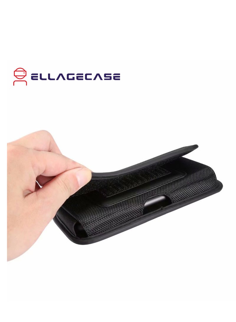ELLAGECASE حافظة هاتف عالمية أفقية (حجم L) - جودة ممتازة، أنيقة ومريحة، تصميم مدمج ولكنه واسع، إغلاق مريح، فتحة بطاقة مع حماية رقمية - Image 5