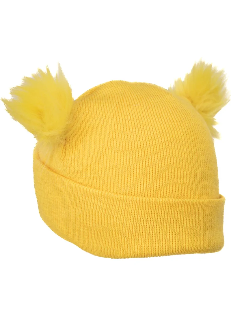 Oppland Girls Winter Thick Beanie Double Pompom Model Cotton Folded Warm Flexible Comfortable