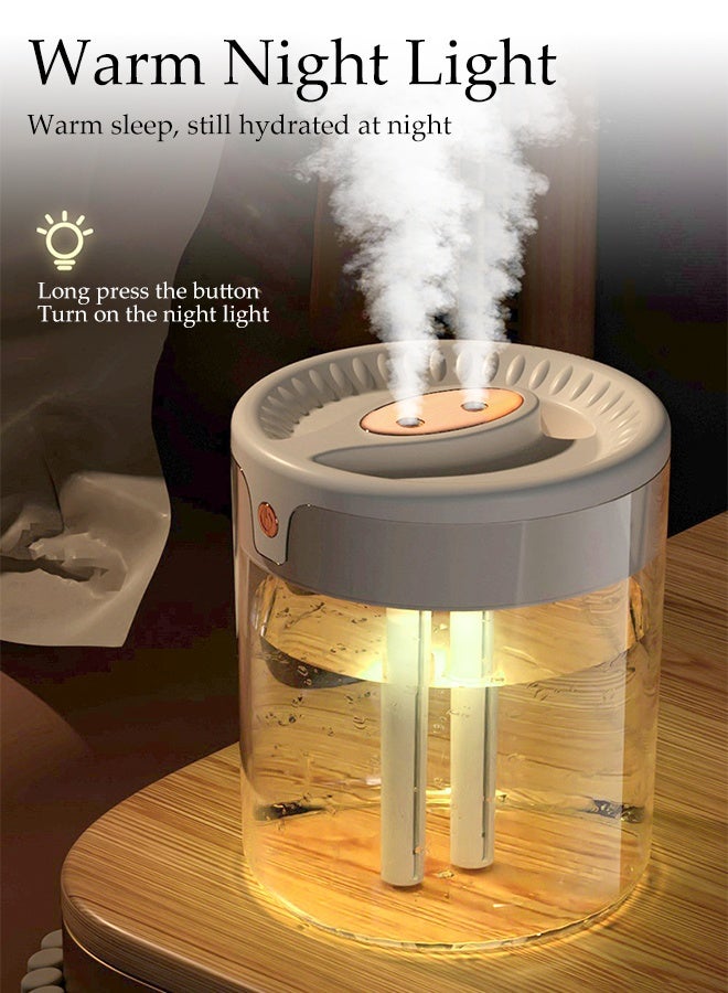 DUNISO 2L Large Capacity Rechargeable Humidifier Dual Spray Mute Ultrasonic Essential Oil Diffuser with LED Light High-frequency Nanoscale Atomizing Air Humidifier Cool Mist Top Fill Bedroom Air Humidifie for Home, Office, Travel - Image 2