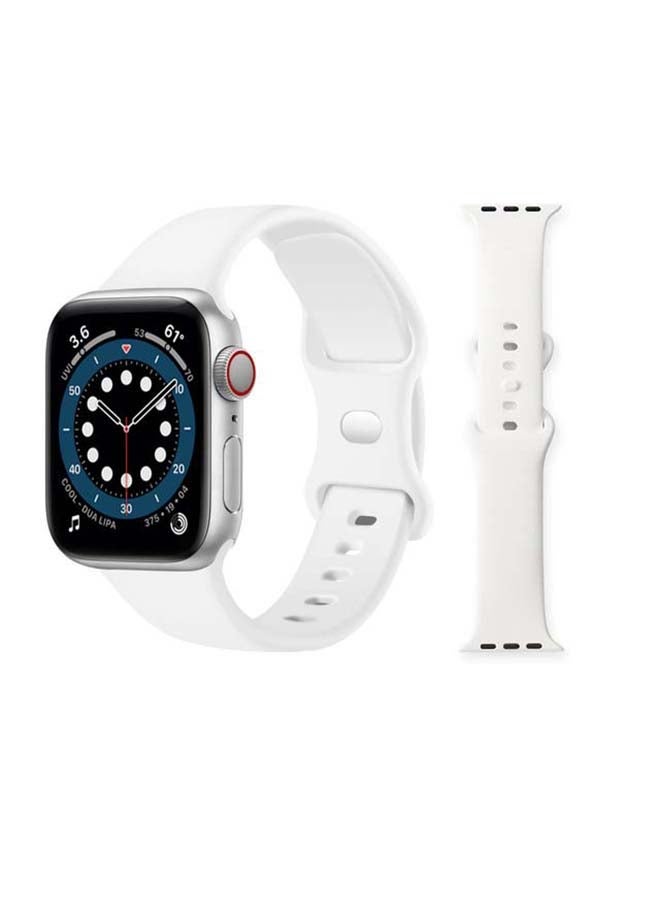 NIBEMINENT Infinity Solid Silicone Replacement Band for Apple Watch Series 1/2/3/4/5/6/SE 44/42mm White - Image 1