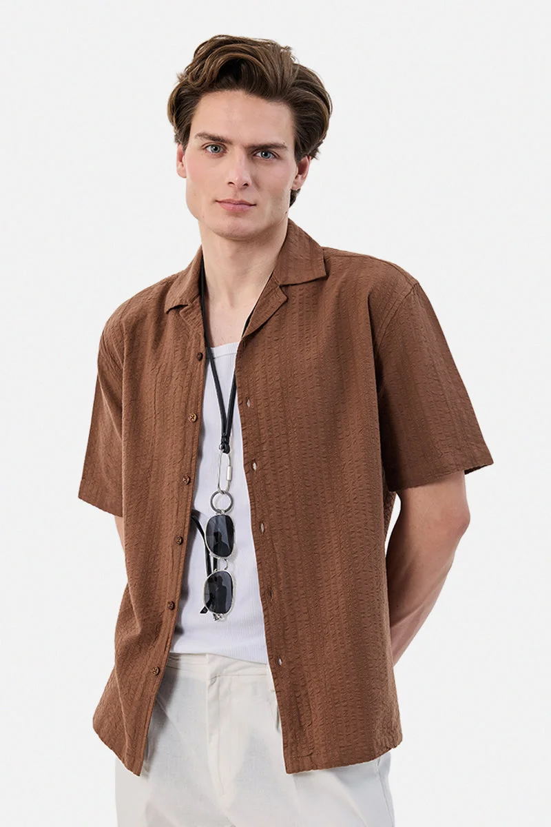 SNITCH Box Fit 100% Cotton Textured Shirt