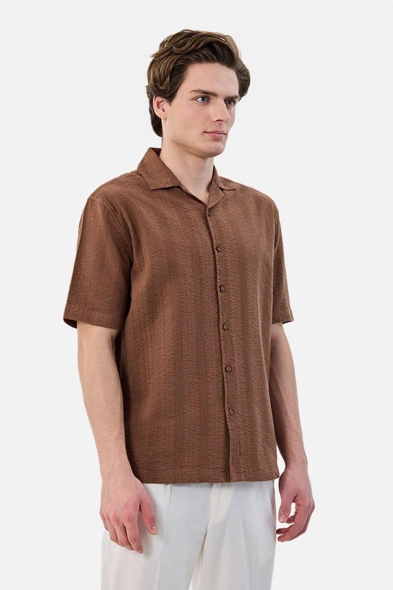 SNITCH Box Fit 100% Cotton Textured Shirt