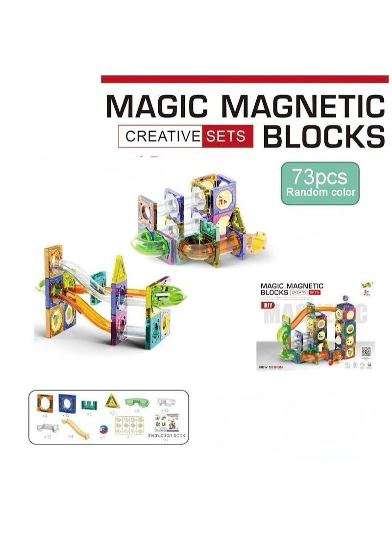 Toyland Magnetic Marble Run Building Blocks Set – 73PCS Creative STEM Construction Toy for Kids - Image 5