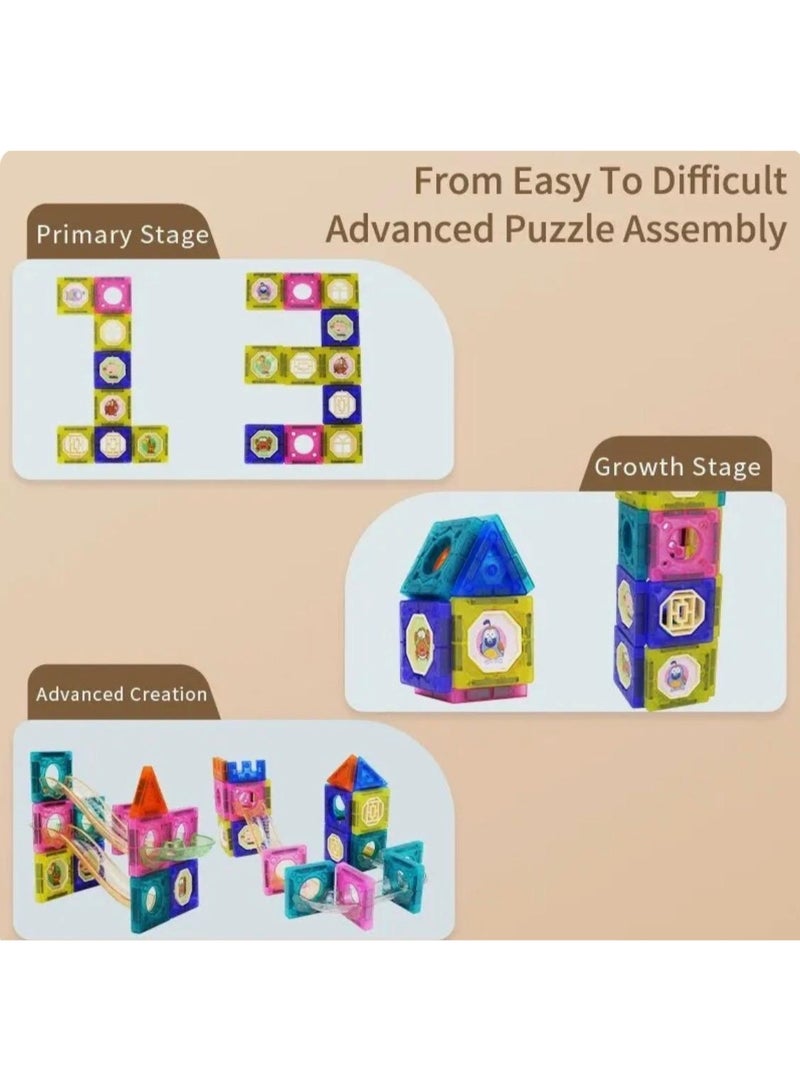 Toyland Magnetic Marble Run Building Blocks Set – 73PCS Creative STEM Construction Toy for Kids - Image 3