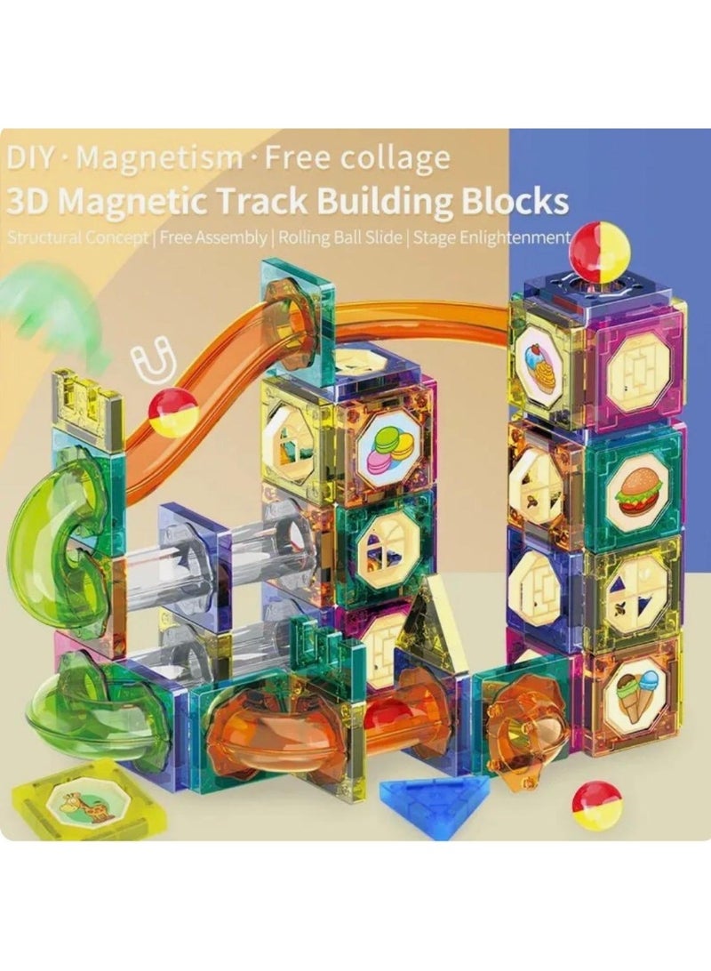 Toyland Magnetic Marble Run Building Blocks Set – 73PCS Creative STEM Construction Toy for Kids - Image 1
