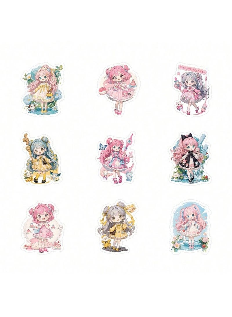 60pcs Cute Little Girl Cartoon Stickers – Kawaii Waterproof PVC Decals for Laptop, Water Bottle, Notebook, Phone Case, Scrapbooking, Journaling, Skateboard, Car Bumper, DIY Crafts & Party Gift Labels  - Image 5