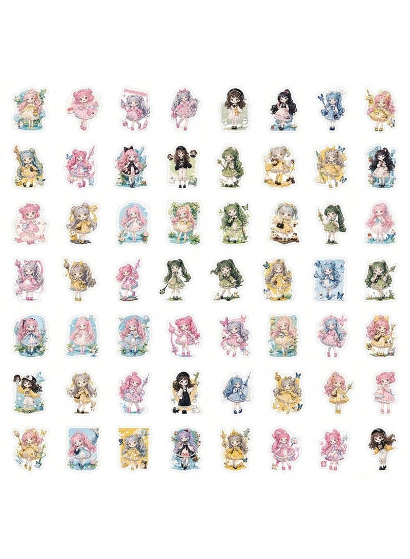 60pcs Cute Little Girl Cartoon Stickers – Kawaii Waterproof PVC Decals for Laptop, Water Bottle, Notebook, Phone Case, Scrapbooking, Journaling, Skateboard, Car Bumper, DIY Crafts & Party Gift Labels  - Image 4
