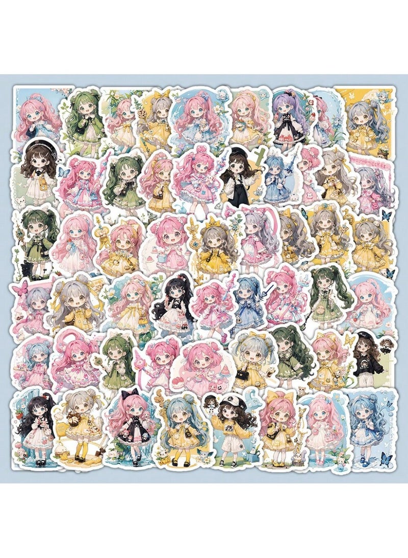60pcs Cute Little Girl Cartoon Stickers – Kawaii Waterproof PVC Decals for Laptop, Water Bottle, Notebook, Phone Case, Scrapbooking, Journaling, Skateboard, Car Bumper, DIY Crafts & Party Gift Labels  - Image 3