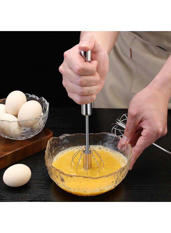 Home Use Stainless Steel Semi-automatic Egg Beater Kitchen Baking Tool Manual Press Type Egg Beater For Daily Use-Color:12-inch  - Image 4