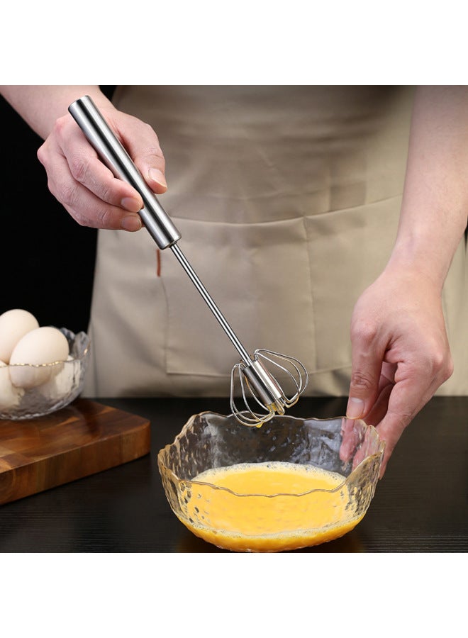 Home Use Stainless Steel Semi-automatic Egg Beater Kitchen Baking Tool Manual Press Type Egg Beater For Daily Use-Color:12-inch  - Image 3