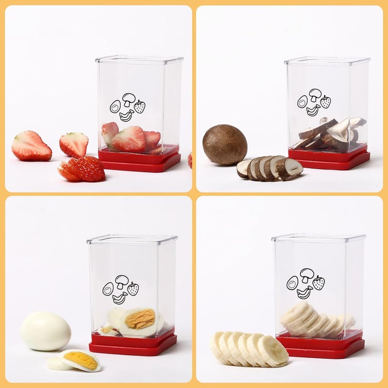 Edgnb 3 Pack Cup Slicers, Fruit Slicer Vegetable Speed Slicer with Push Plate, Cup Egg, Banana Slicers Strawberry Cutter Quickly Making Fruit Vegetable Salad - Image 3