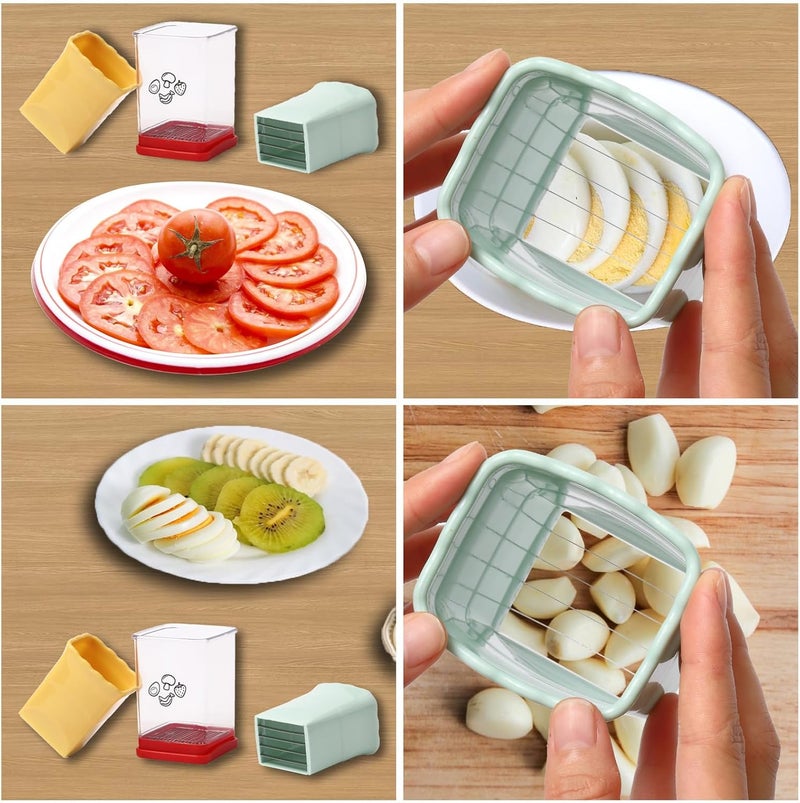 Edgnb 3 Pack Cup Slicers, Fruit Slicer Vegetable Speed Slicer with Push Plate, Cup Egg, Banana Slicers Strawberry Cutter Quickly Making Fruit Vegetable Salad - Image 5