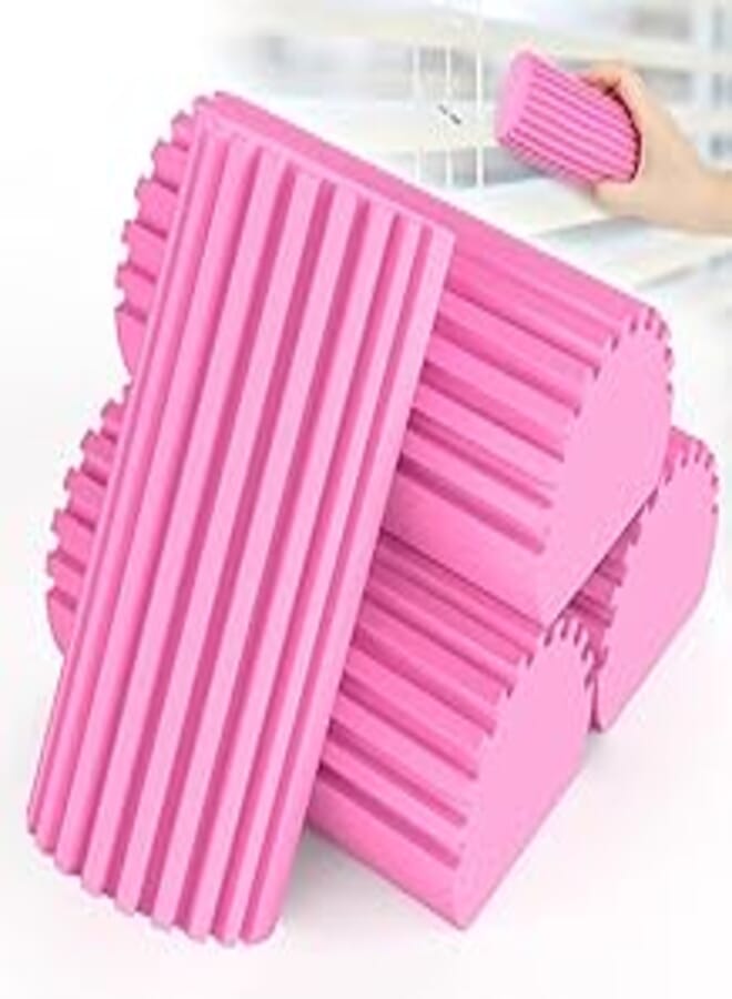 Damp Clean Duster Sponge 4 Pack, Sponge Cleaning Brush, Dusters for Cleaning Blinds, Cobweb, Glass, Tiled Walls, Vents, Railings, Mirrors, Window Track Grooves, Baseboards and Furniture