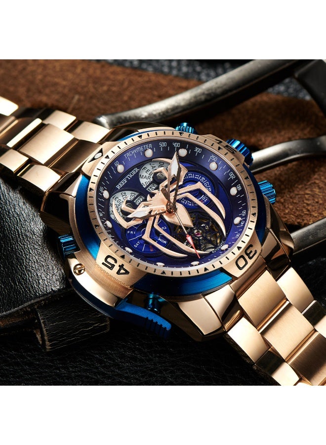 REEF TIGER high-end brand watch, fully automatic mechanical men's watch, fashionable waterproof night light large dial watch - Image 1