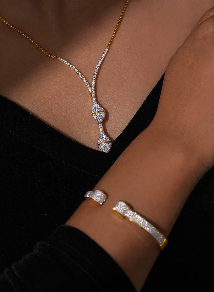 JOOLI Jewelry Set New Necklace and Bracelet Exclusive Elegant Jewellery for Women Ladies Fashion Accessories Gold Fine Girls Shiny Waterproof Noble Bangles Stylish 2024 Summer - Image 1