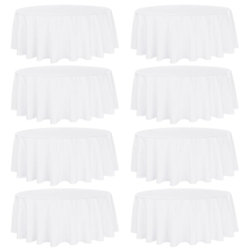 8 Pack Round Tablecloth 90 Inch Round Table Covers Bulk Washable Polyester Fabric Round Table Clothes for Wedding Party Reception Banquet Buffet Restaurant White 90 Inch