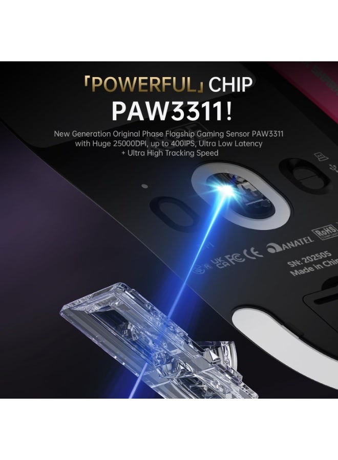 هجوم القرش فأرة الألعاب اللاسلكية ATTACK SHARK X8 SE، فأرة لاسلكية فائقة الخفة بوزن 55 غرامًا قابلة للبرمجة، تدعم الاتصال السلكي/البلوتوث/2.4 جيجاهرتز، معدل استجابة 1 كيلو هرتز، مستشعر ألعاب PixArt PAW3311، دقة 25000 نقطة في البوصة - Image 3