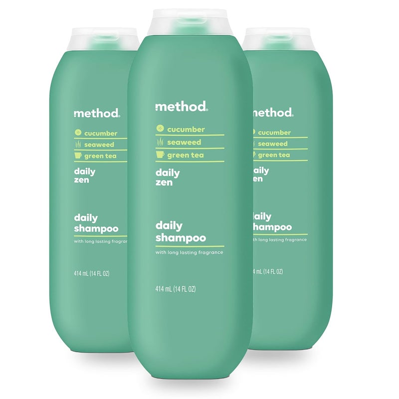 Method Everyday Shampoo Daily Zen with Cucumber Green Tea and Seaweed Scent Notes Paraben and Sulfate Free 14 oz Pack of 3