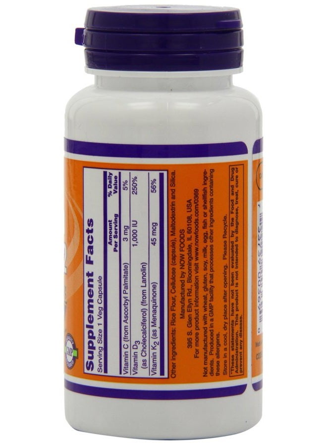now فيتامين د-3 وك-2 120 كبسولة نباتية (عبوة من 2) - Image 4