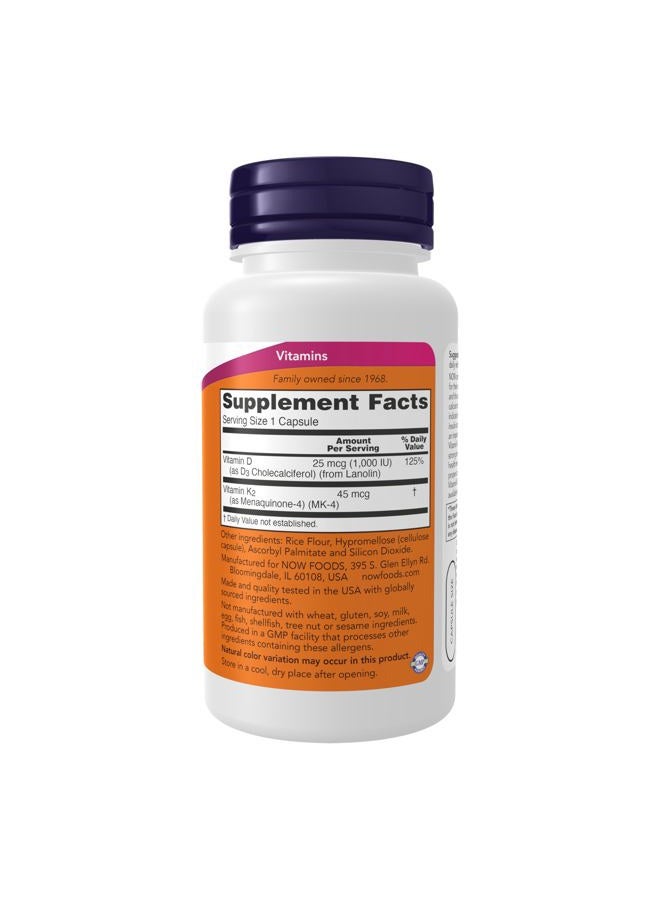now فيتامين د-3 وك-2 120 كبسولة نباتية (عبوة من 2) - Image 3