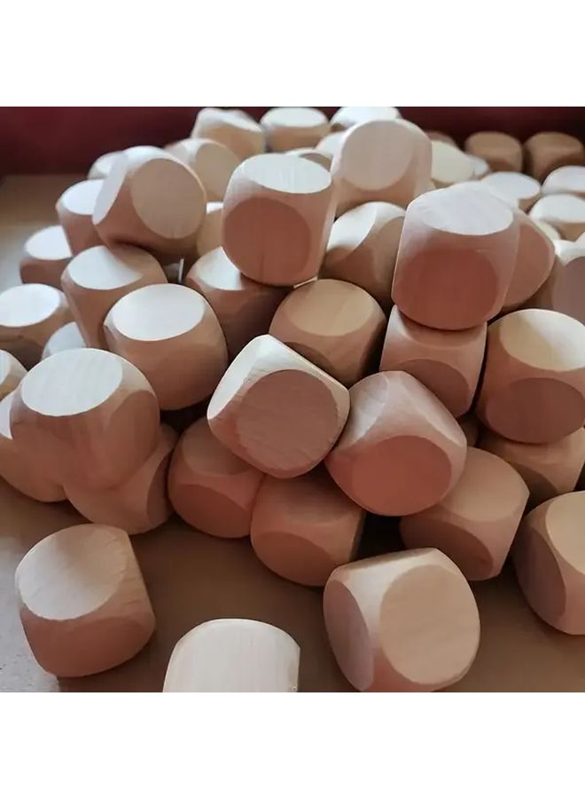 35 Pack 16mm Wooden Blank Dice Set For Crafting And Holiday Celebrations - Image 1