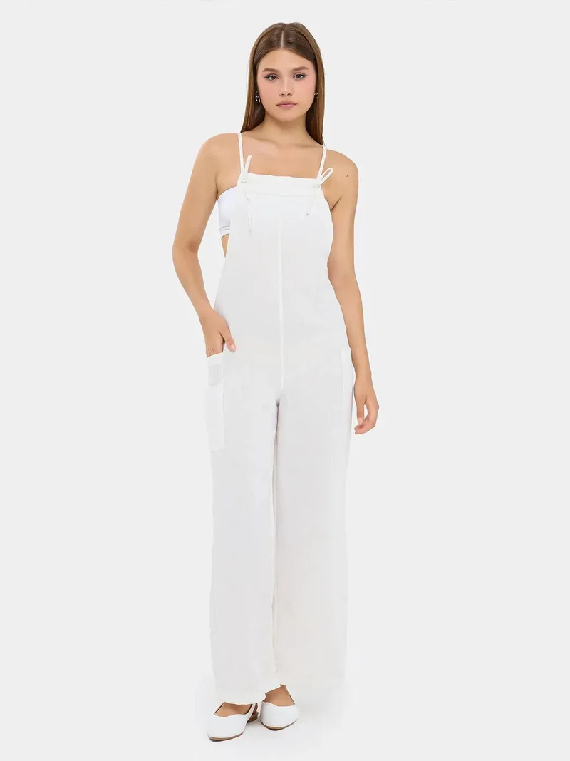 Wide-Leg Jumpsuit with Tie Detail