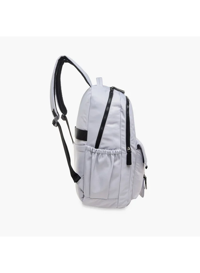 Lee Cooper Women Logo Print Backpack with Zip Closure and Attached Pouch - 45x14x30 cm