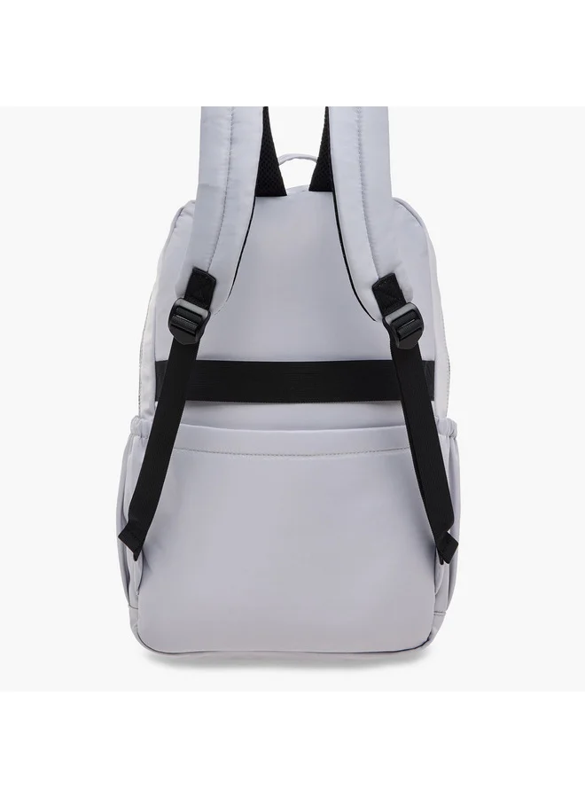 Lee Cooper Women Logo Print Backpack with Zip Closure and Attached Pouch - 45x14x30 cm