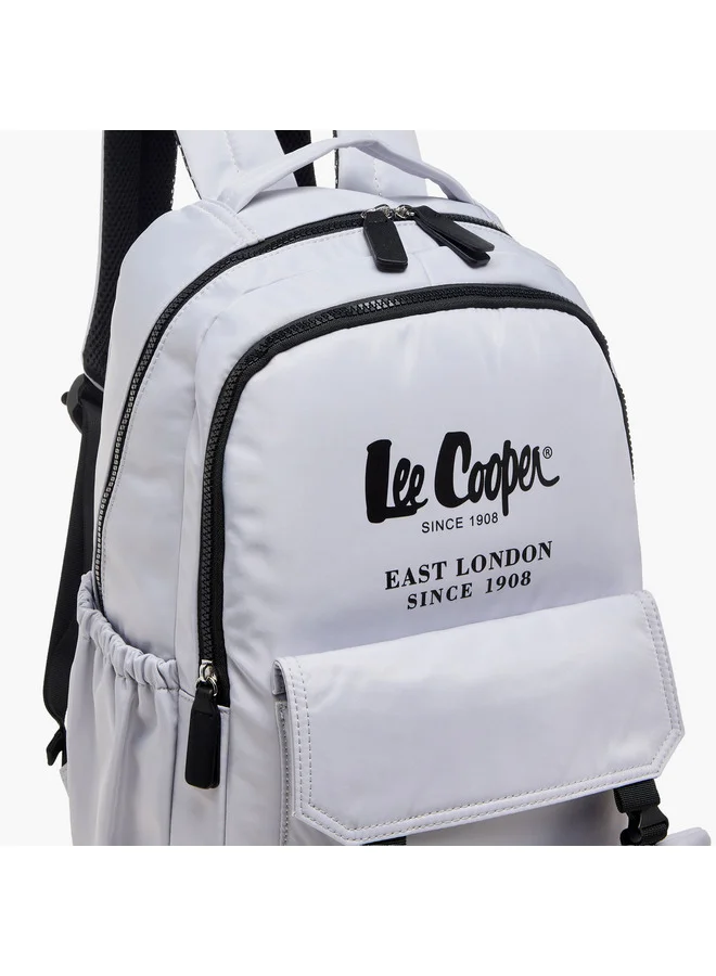 Lee Cooper Women Logo Print Backpack with Zip Closure and Attached Pouch - 45x14x30 cm