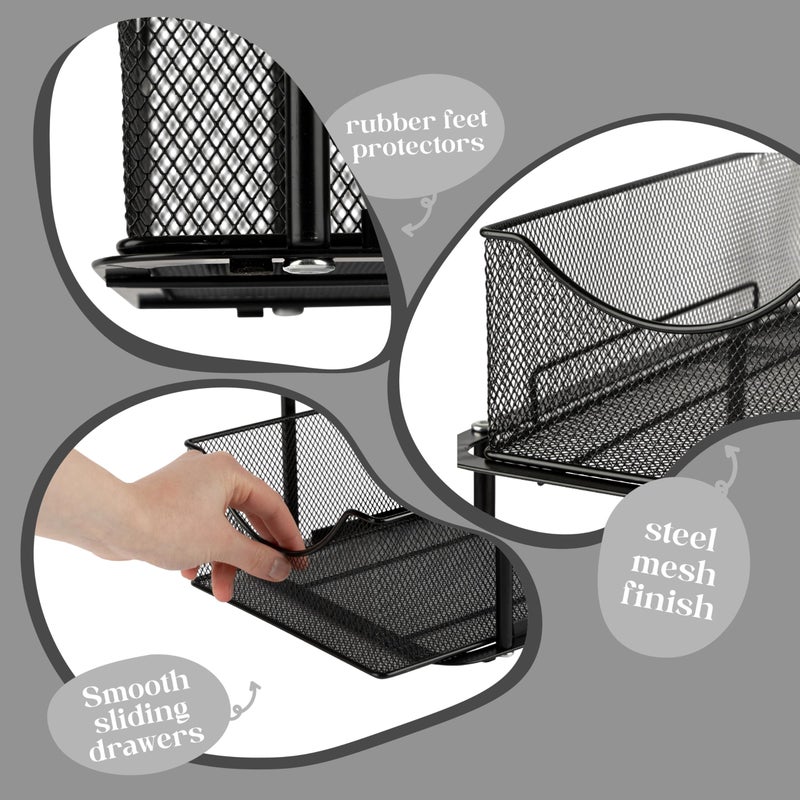 Sorbus Sorbus 2 Tier Under Sink Bathroom Organizers and Storage  Strong Steel Mesh Sliding Drawers for Enhanced Bathroom Storage  Bathroom Organization and Storage & Under Kitchen Sink Organizer (Black)  - Image 5