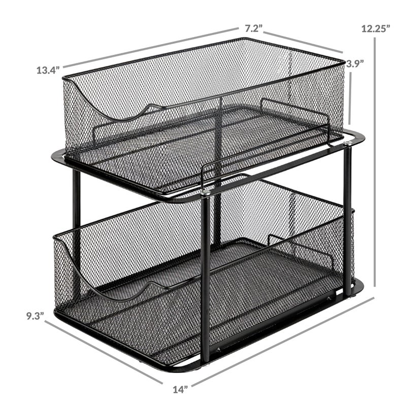 Sorbus Sorbus 2 Tier Under Sink Bathroom Organizers and Storage  Strong Steel Mesh Sliding Drawers for Enhanced Bathroom Storage  Bathroom Organization and Storage & Under Kitchen Sink Organizer (Black)  - Image 3