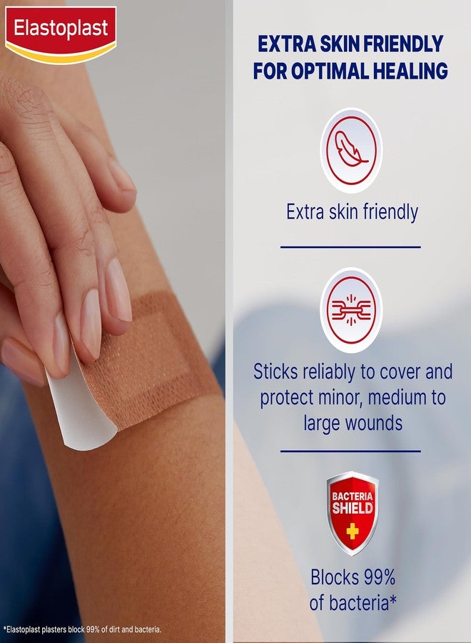 Elastoplast Sensitive Hypoallergenic Plasters Medium (20 Pieces, Plasters for Painless Removal, Soft and Breathable Fabric Plasters, Medium Skin Tone Sensitive Plasters - Image 2