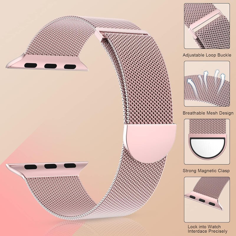 XST Compatible for Apple Watch Band 38mm 40mm 41mm 42mm 44mm 45mm 46mm 49mm Stainless Steel Mesh Loop Wristband Strap Compatible with iWatch Ultra Series 11/10/9/8/7/6/5/4/3/2/1/SE Multi Color - Image 4
