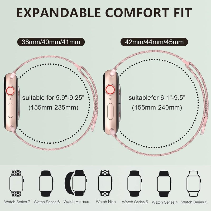 XST Compatible for Apple Watch Band 38mm 40mm 41mm 42mm 44mm 45mm 46mm 49mm Stainless Steel Mesh Loop Wristband Strap Compatible with iWatch Ultra Series 11/10/9/8/7/6/5/4/3/2/1/SE Multi Color - Image 2