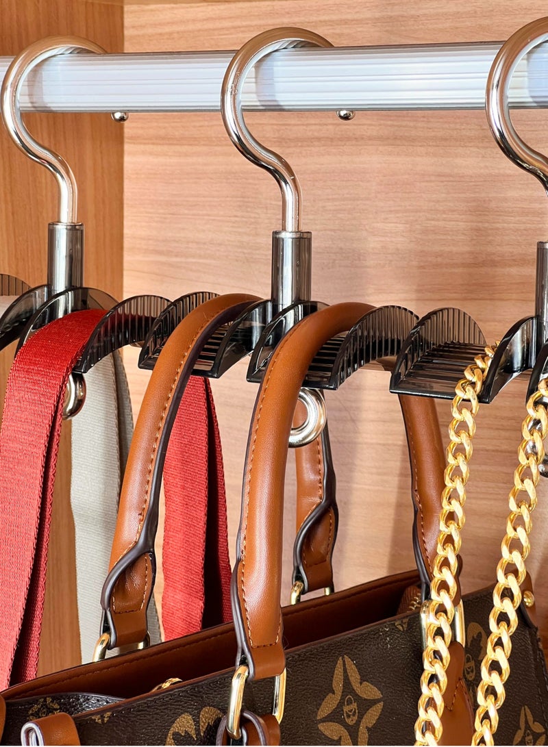 Excefore Purse Hanger Organizer, 4 PCS Durable Acrylic Handbag Organizer Double-Sided for Bags Belts Caps and Scarves, Protect Straps from Sharp Bends, Sapce-Saving Hangers, for Storing and Organizing  - Image 2