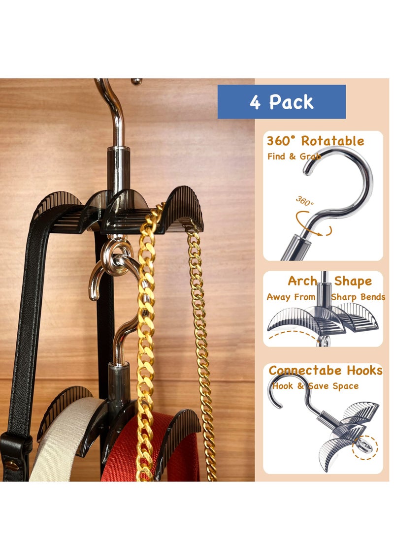 Excefore Purse Hanger Organizer, 4 PCS Durable Acrylic Handbag Organizer Double-Sided for Bags Belts Caps and Scarves, Protect Straps from Sharp Bends, Sapce-Saving Hangers, for Storing and Organizing  - Image 3