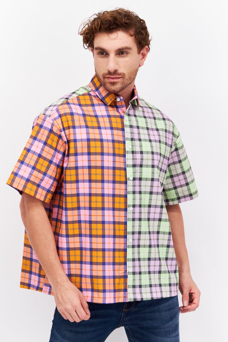 Asos Design Men Regular Fit Checkered Short Sleeves Casual Shirt, Multicolor - Image 1